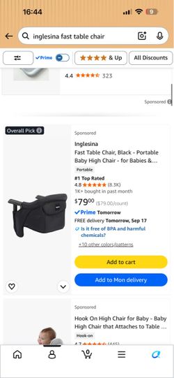Inglesina baby clip-on high chair