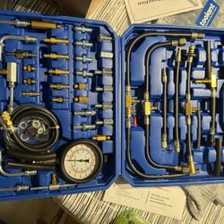 Fuel Injection Pressure Tester Kit, 0-140PSI Pro Fuel Pressure Tester Kit, Car Truck Motorcycle Diagnostic Tool(Blue) 
