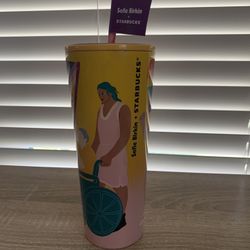 NEW Starbucks Sofie Birkin 2024 Yellow Summer Graphic SS Cold Cup Tumbler