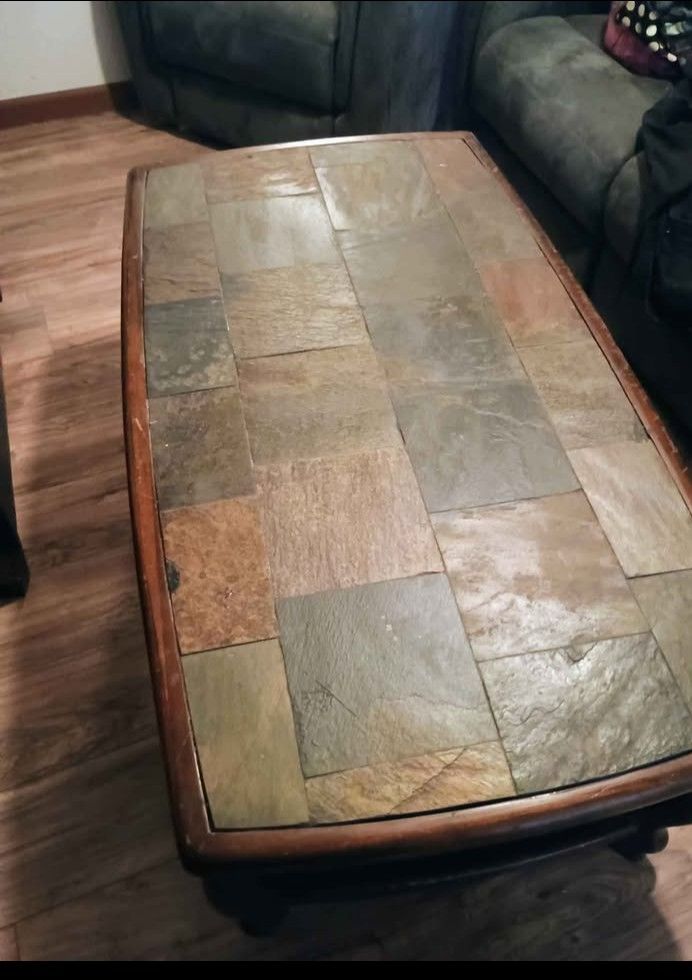 Stone And Wooden Coffee Table