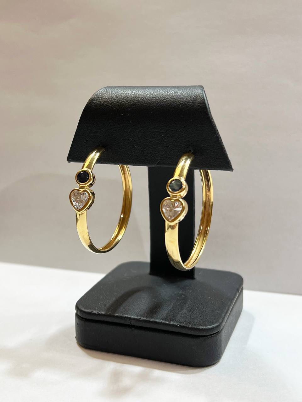 18k gold stone hoop earrings