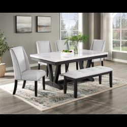 Brand New 6pc Faux Marble Dining Set