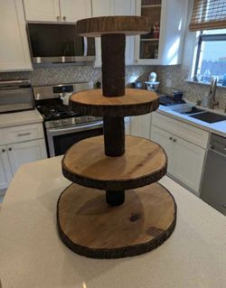 Wooden 4 Tier Rustic Cupcake Stand Dessert Tower f/ Wedding & Events