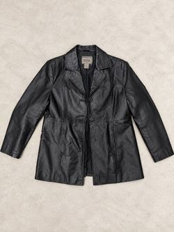 Uniform John Paul Richard Genuine Black Leather Blazer Jacket – Size 14