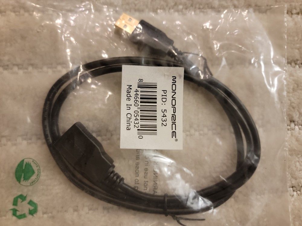 Monoprice USB-A to USB-A Female 2.0 Extension Cable