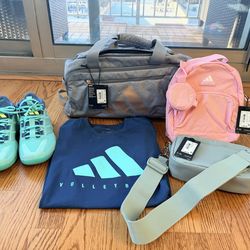Adidas Bundle Set Sneakers Tee + Bags (5 Pc) $242 Retail Mix New & Excellent