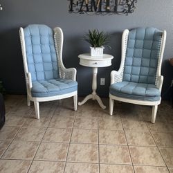 White And Beautiful Set Of Chairs & Table