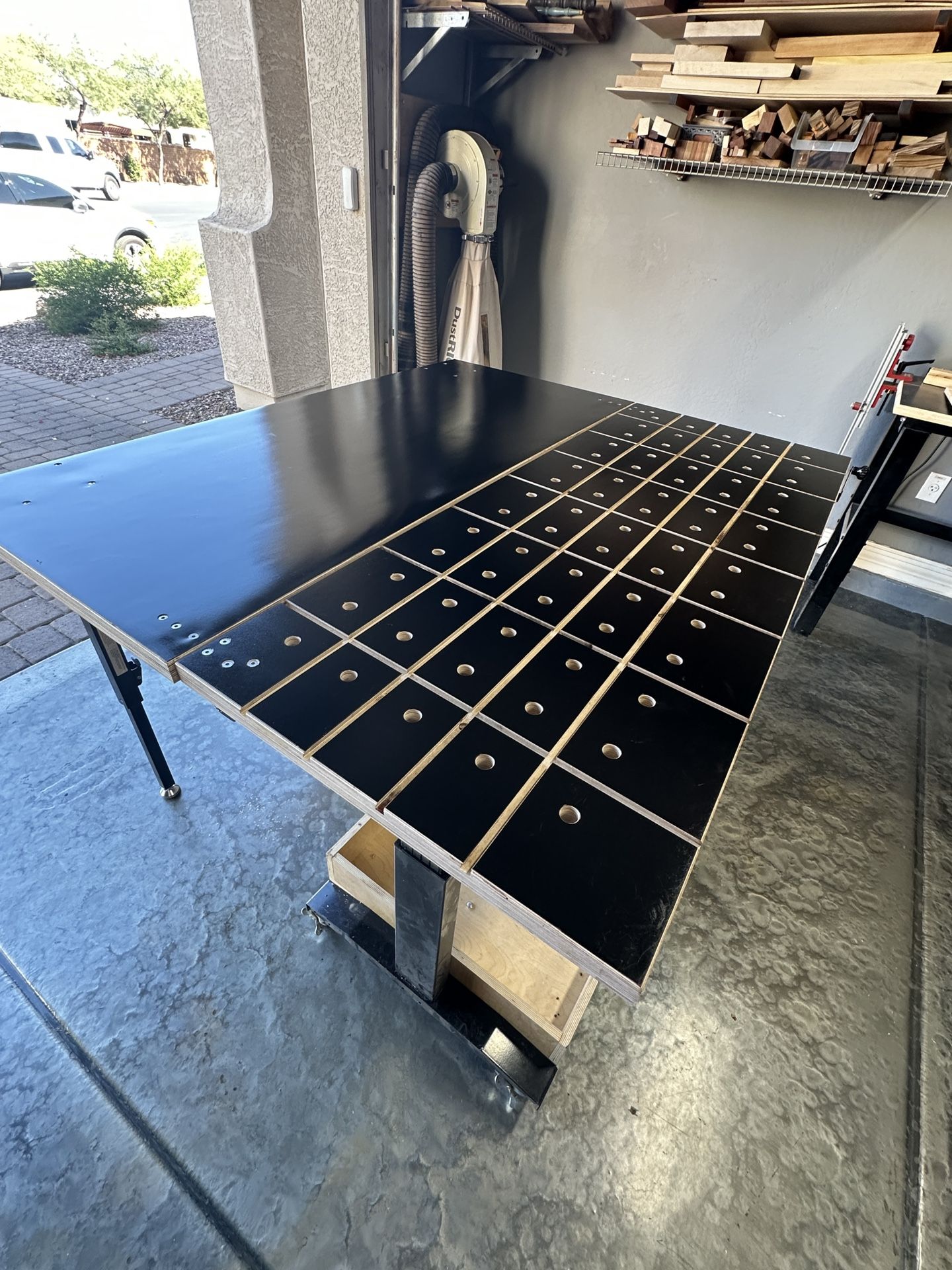 Adjustable Height Extended Woodworking Bench