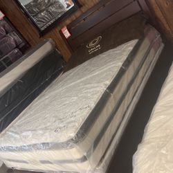 Queen size headboard footboard and rails 399