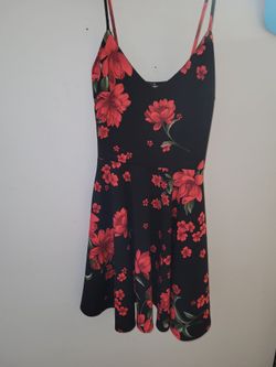 Black dress w/ red flower pattern