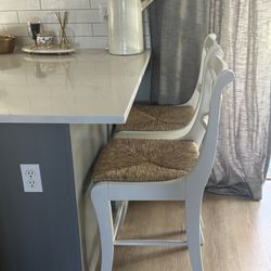 William Sonoma White Madeleine Bar Chairs