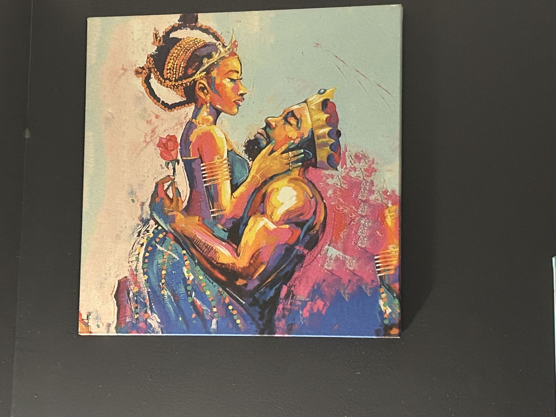 MOVING EVERYTHING MUST GO! CANVAS OF African American Couple Contemporary Art FOR SALE!