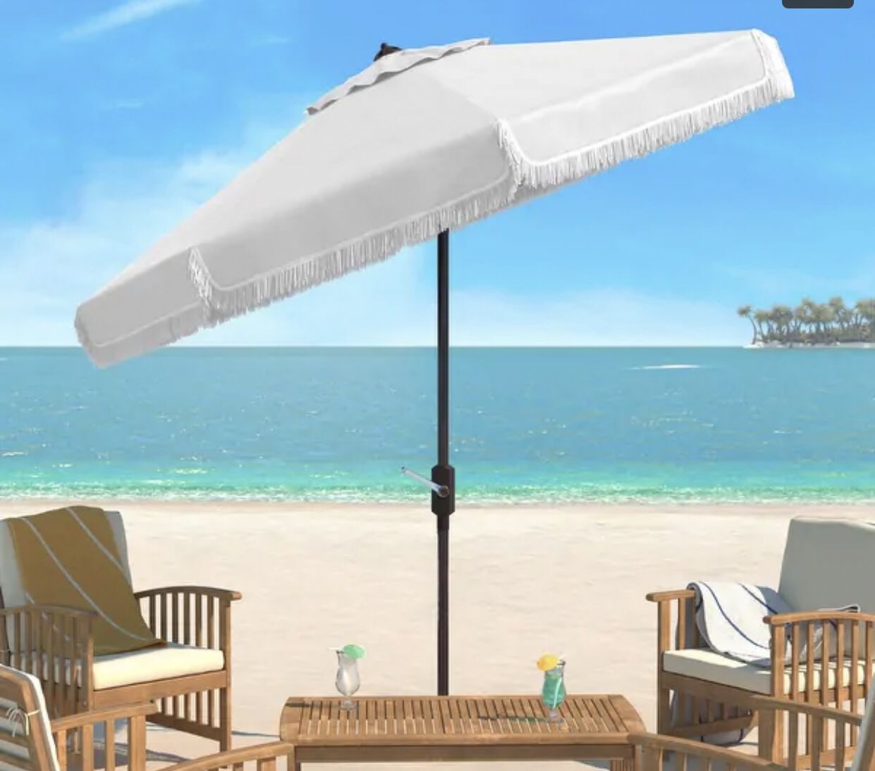Boho 9ft Fringe Boho Luxury Umbrella for Picnics at the park or Beach or patio