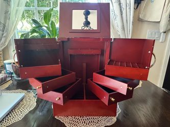 Lori Greiner Deluxe Wooden Jewelry Armoire w/ Mirror • Cherry Finish • Excellent Condition