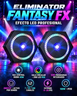 2) Eliminator Lighting Fantasy FX RGBW Effect Lights w/Center Beam+Circular Halo