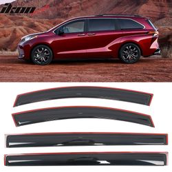 Fits 2021-2025 Toyota Sienna Acrylic Window Visors In Channel Rain Vent Deflectors