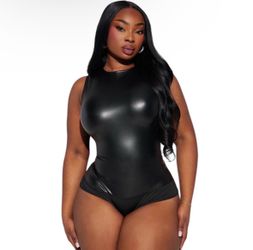 Size 3X Fashion Nova Faux Leather Bodysuit