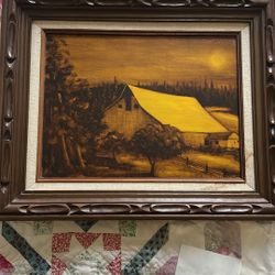 Beautiful Solid Wood Frame and Folk Art Painting