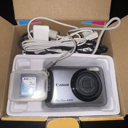 Canon PowerShot A490 10mp Silver Digital Camera tested working 