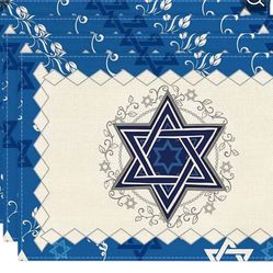 SET OF 4 STAR OF DAVID RARE FIND CLOTH PLACEMATS