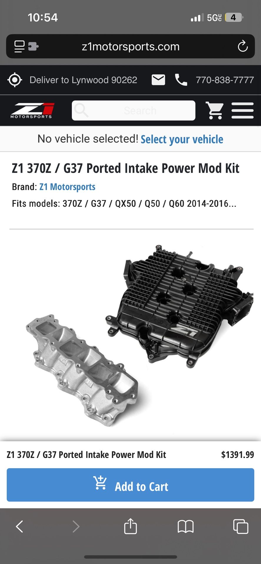 G37 Z1 Motorsports Ported Manifolds 