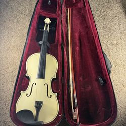 Violin w/ Case & Bow Full Size Starter Instrument Needs Strings Repair