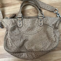 Liebeskind Berlin Leather Satchel – Ostrich Embossed – Taupe Beige