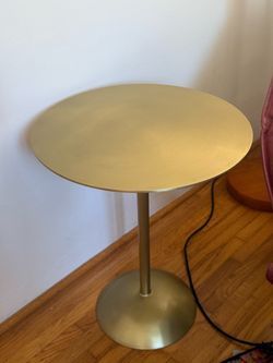 2 Gold Round Adjustable Side Tables