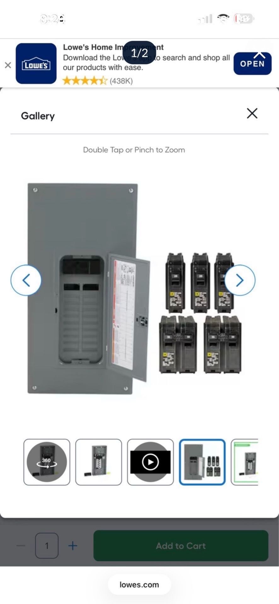 Square D Homeline 200 -Amp 20 -Spaces 40 -Circuit electrical panel