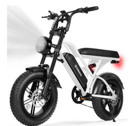 ESKUTE Electric White Bike for Adults – 500W Motor 48V 13Ah Battery, 19MPH, 16"x4.0" Fat Tire E-Moped, 7-Speed, Up to 60 Miles, Commuter E-Bike for Ad