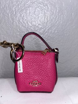 Coach Mini Purse Bag Charm Keychain Pink Leather