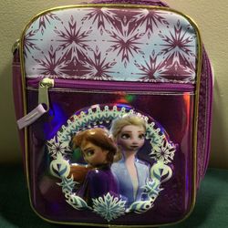 New no tags Disney Frozen 3D holographic Princess Elsa and Anna deluxe insulated lunch bag 