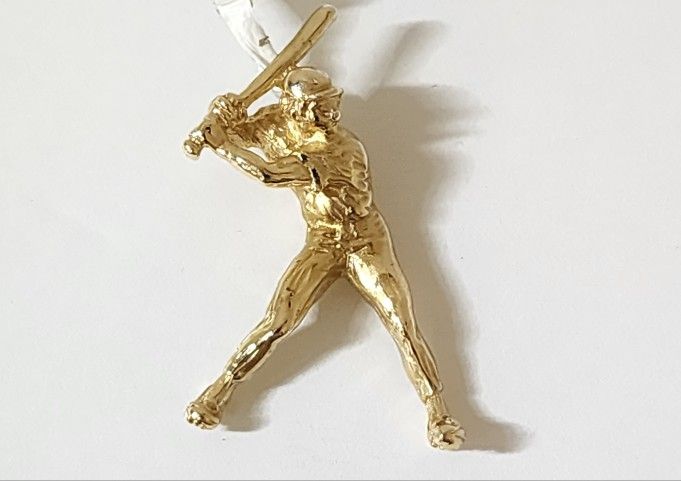 14k 4.2g Baseball Batter Solid Charm