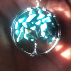 Turquoise Silver Tree Of Life Hoop Dangle Earrings 