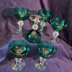 Cordials set of 6 emerald green