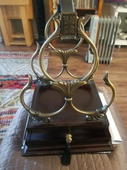 Vintage countertop 3 bottle wine rack and storage drawer