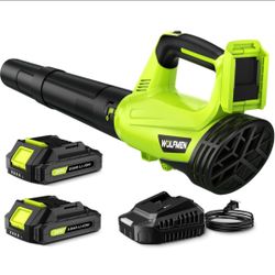 Leaf Blower, Electric Cordless Leaf Blower with 2 Batteries and Charger, 2 Speed Mode, Lightweight Leaf Blowers for Blowing Leaves, Lawn Care, Patio C