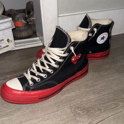 CONVERSE X COMME DES GARCONS PLAY ALL STAR CHUCK '70 HI RED SOLE - BLACK