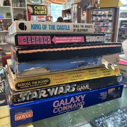 FUN BOARD GAMES!  These shown and others.  8.00 each  STAR WARS 25.00.  Johanna at Antiques and More. Located at 316b Main Street Buda. Antiques vinta
