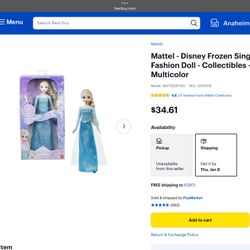 Frozen Elsa Doll,  Singing “ Let It Go” Brand New In Sealed Box Price Is Firm