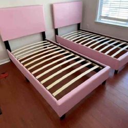 2 TWIN BEDS FRAMES AVAILABLE IN PINK OR BLACK $390!
