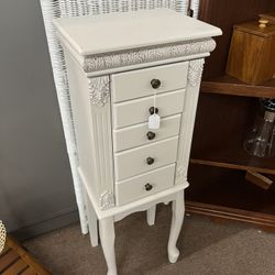 White Painted Jewelry Box Stand