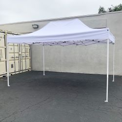 $155 (New) Heavy-duty 10x15 ft outdoor ez pop up canopy party tent instant shades w/ carry bag (white, blue) 