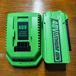 40V Lithium-Ion Battery and Charger Set No cable included