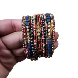 Multicolored Beaded Cuff Bracelet