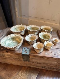 Vintage Boho Seagrass Straw Reed Woven Nesting Baskets.