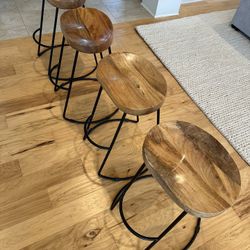 4 Heavy Solid Wood 24” High Quality Barstools
