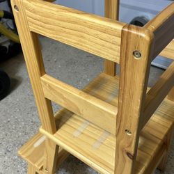 Toddler Kitchen Stool Helper - Step Stool for Kids - Toddler Standing Tower - Wooden Kitchen Stool Helper for Kids - REAL WOOD - VERY NICE ! 