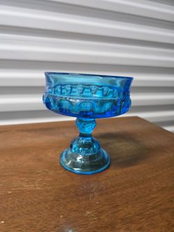 Vintage Indiana Glass Aqua Blue candy dish