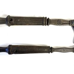 2- Antique Cast-Iron Nail Pullers For Woodworking, Bridgeport And Smith, Hemenway 